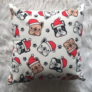 Holiday French bulldog throw pillow cover English